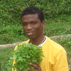 Niño con planta